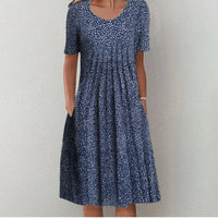 Adèle™ | Bauchbedeckendes Kleid – Gepunktetes Blau