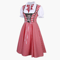 Traditionelles Dirndl kleid mit Schürze für Damen - Oktoberfest 2025 – Rot