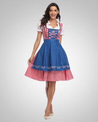Greta | Damen Zeitloses Trachten Dirndl Midikleid – Blau