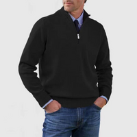 Pullover Herren Half Zip Modern | Warm Komfort Freizeit – Schwarz