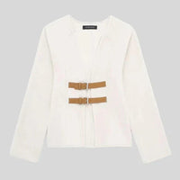Eythalia | Frau Vintage Schnalle Jacke – Weiß