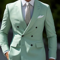 Herren Zweireihig Formell Hochzeitsgast Anzug Set | Zweiteiliges Set – Grün