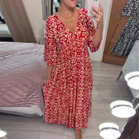 Mhara | Chic Kleid mit ausgestellten Ärmeln – Rot