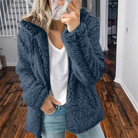 Kosara | Plüschjacke mit Kapuze und Reißverschluss, Fleeceweste – Blau