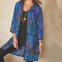 Heidi-Mode | Bluse Floral Print Lange Bluse – Blau