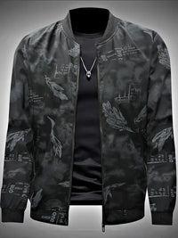 Outy | Outdoor-taugliche Jacke mit Federgrafik – Schwarz