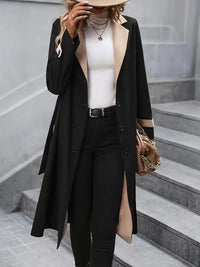 Liavern | Eleganter Essentials Mittellanger Trenchcoat – Schwarz
