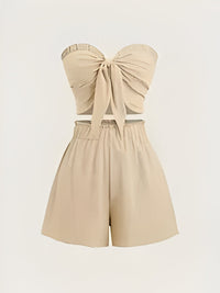 Sophie | Romantisches Date am Meer Top + Shorts Slim Fit – Khaki
