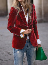 Eloura™ - Elegante Vintage-Veloursjacke – Rot