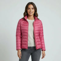 Sophie | Damen Leichter Winter Daunenjacke mit Hohem Kragen – Rosa