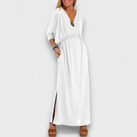 Elora – Langes Kleid mit fließender silhouette – Weiß