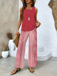 MARGA - SET AUS TOP UND PALAZZOHOSE – Rot