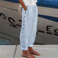 Nelly - Modehose mit gestreiftem Muster – Blau