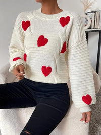 Oliveia | Pullover mit Zopfmuster und überschnittenen Schultern – Weiß