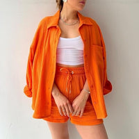 AGATHE - WEITES SHIRT UND SHORTS SET – Orange