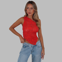 Jorliesa | Elegantes Spitzen-Top für edlen Charme – Rot