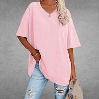 Mia | Damen Oversized V-Ausschnitt Hemd – Rosa