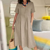 Halle | Elegantes Kleid zur Kontrolle des Bauches – Khaki