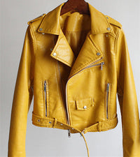 Saynara | Gekürzte Lederjacke für Sie – Gelb