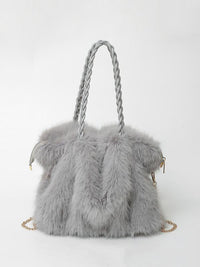 Elisa | Vielseitige Velours-Schultertasche – Grau