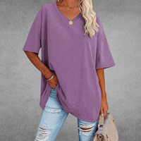 Mia | Damen Oversized V-Ausschnitt Hemd – Lila