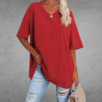 Mia | Damen Oversized V-Ausschnitt Hemd – Rot