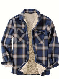 Keyella | Karierte Varsity-Fleecejacke – unverzichtbare Wärme für den Herbst – Blau