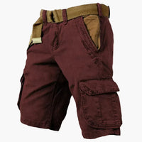 Herren-Cargo-Shorts im Vintage-Stil und Cargo-Taschen – Bordeaux