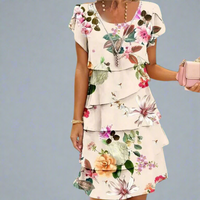 Lorenza | Elegantes Maxikleid für Sommer und Anlass – Cremeweiß mit Blumenmuster
