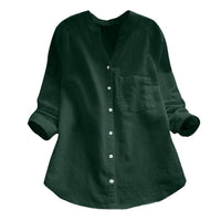 Bluse Damen Langarm Stehkragen – Grün