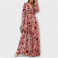 Lillian | Romantisches, transparentes Maxikleid mit floralem Design – Rosa
