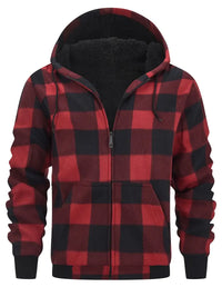 Keyor | Dicke Retro-Jacke mit Kapuze und Sherpa-Futter – Rot