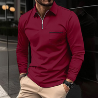 Kurzarmshirt für Herren - Modernes T-Shirt mit Reißverschluss – Weinrot
