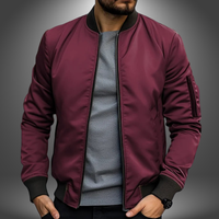 Herren Stehkragen Sommer Bomberjacke – Bordeaux