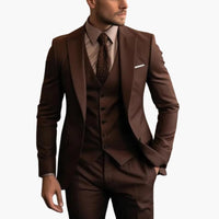 Dreiteiliger Herrenanzug mit maßgeschneidertem Blazer mit langen Ärmeln – Braun