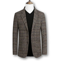 Lukas | Eleganter Herrenblazer im Tartan-Stil – Braun