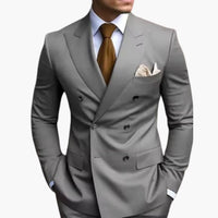 Herren Anzug zweiteilig mit Doppelreiher und Slim Fit Hose – Grau