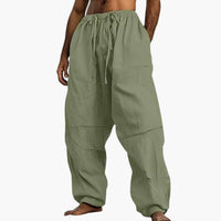 Herren Sommerhose mit weitem Bein und Kordelzug – Grün