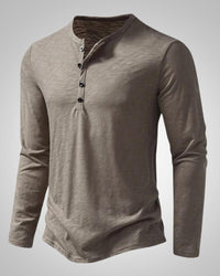 Peter | Herren Slim Fit Langarm Henleyshirt – Khaki