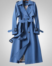 Elisabeth | Damen Klassisches Karomuster Trenchcoat – Blau