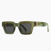 Damen Sonnenbrille mit eckigem Rahmen und UV400 Schutz – Olivgrau