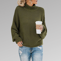 Damen Pullover | Strick klassisch mit Stehkragen – Grün