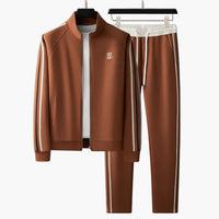 Herren Slim-Fit Trainingsanzug mit Reißverschluss und Taschen – Braun