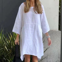 Heidi-Mode | Lässig, Einfache Kleid – Weiß