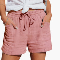Musselin Shorts für Damen - Leichte Sommerhose mit Taschen – Lila