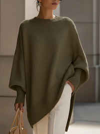 Alina – Minimalistischer Luxus-Strickpullover – Olivgrün