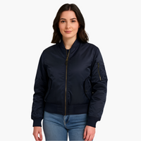 Damenjacke mit geripptem Kragen und Ärmeltasche – Marine