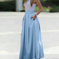 Sadira – Eleganter, Plissierter, Lockerer Rock – Blau