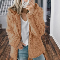 Kosara | Plüschjacke mit Kapuze und Reißverschluss, Fleeceweste – Kaffee
