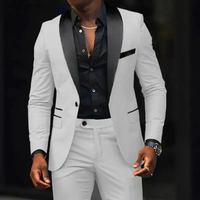Herren Slim Fit Stylisch 2-teiliges Hochzeitsgast Anzug Set | Elegante – Weiß